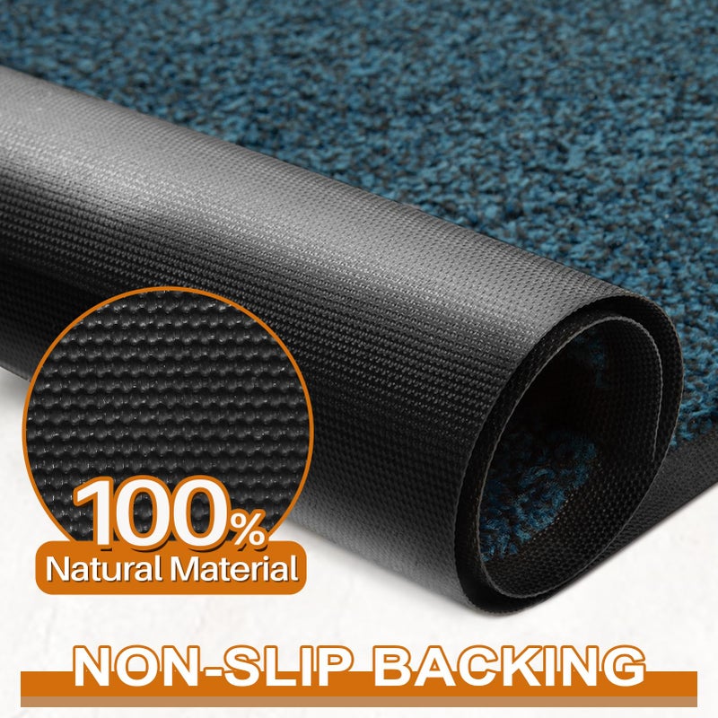 Mibao Front Door Mat, Dirt Trapper Welcome Mat for Outdoor Indoor, Non-Slip Waterproof Doormat, Durable Machine Washable Low Profile Entry Rug for Back Door Outside Patio Porch, 60" x 36", Blue - Image 5